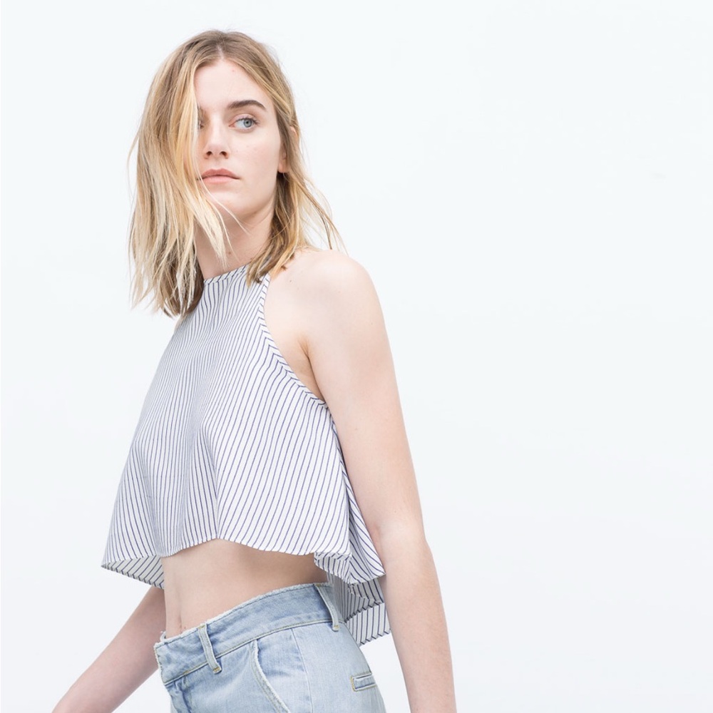 Striped Zara Crop Flouncy Top